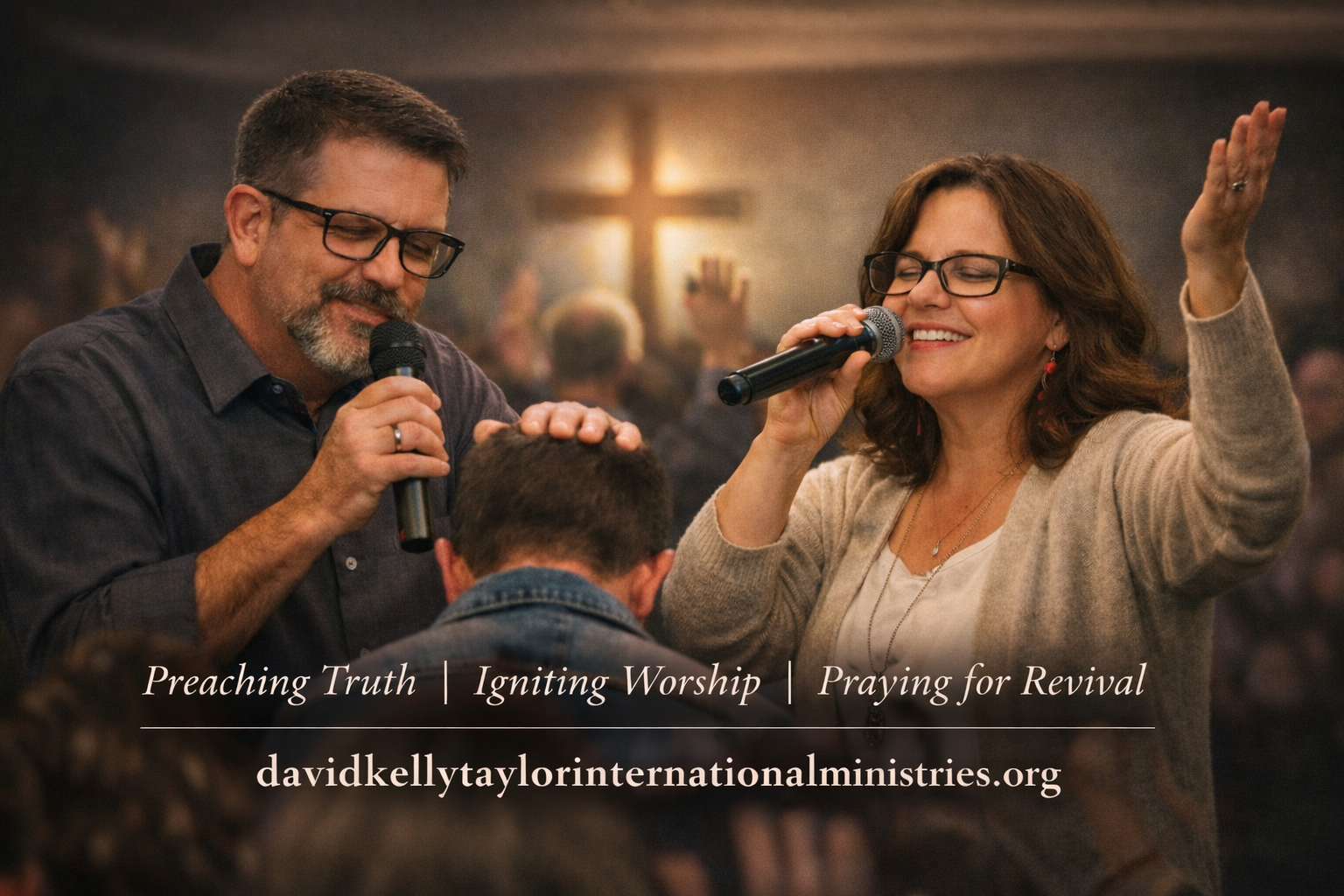 David and Kelly Taylor speaking at church